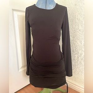 Skintight long sleeve black dress